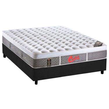 Imagem de Cama Box Casal: Colchão Molas Castor Pocket Gold Star Light Stress Oxygen New Plush + Base crc Suede Gray(138x188)