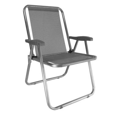 Imagem de Cadeira Praia Max Alumínio Oversize Reforçada Até 140kg Zaka Cor: cinza Cinza