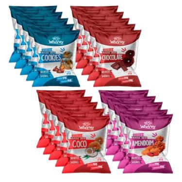 Imagem de Kit Biscoitos Fit Cookies, Chocolate, Coco e Amendoim com Whey Protein - WheyViv Fit - Caixa 20 unidades de 45g