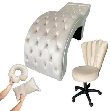 Imagem de Kit Maca M1 60 + Mocho Pétala + Kit Almofadas - In9 Decor, Veludo Péro