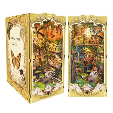 Imagem de Kit Spilay diy Book Nook, estante de livros diy Dollhouse Booknook Insert Decor Alley, kit de construção de modelos de suportes para livros com luz le