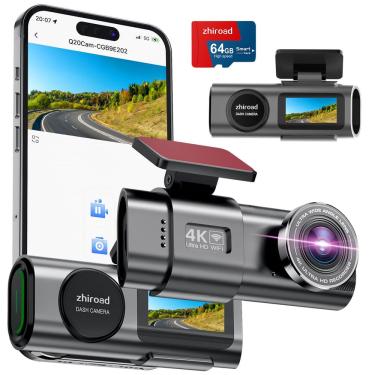 Imagem de Dash Cam zhiroad 4K Front com WiFi, grande angular de 170° e sd 64G