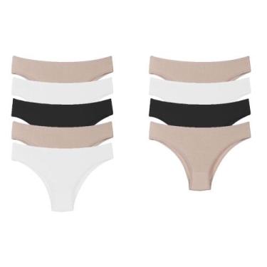 Imagem de Kit 9 Calcinhas Tanga Cotton Algodão Básica Lisa - QLC SPORT, GG, Sort