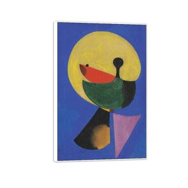 Imagem de MUHJDYC Joan Miró Imagem de arte de parede em tela - reprodução de impressões de arte famosas abstratas - pinturas com moldura branca para decoração de sala de estar (cabeça de homem) 60 x 90 cm - 23