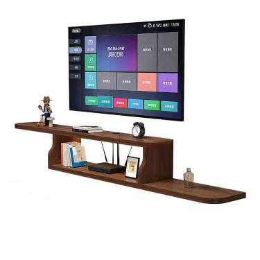 Imagem de Suporte De Tv Flutuante Wjx, Console De Mídia Com Prateleira De Armazenamento, Armário De Tv Montado Na Parede, Suportes De Televisão, Prateleira Montada Na Par, Walnut, 120x20x15cm