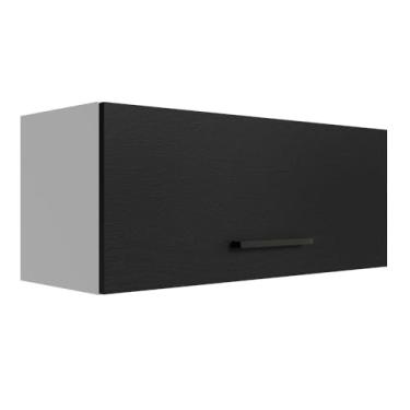 Imagem de Armário Aéreo Multiuso 80cm 1 Porta Basculante Branco/preto Agata Madesa