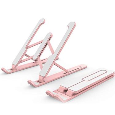 Imagem de Suporte portátil para laptop com alturas ajustáveis para área de trabalho ventilada suporte de resfriamento dobrável para suporte de notebook (cor: B) (C)