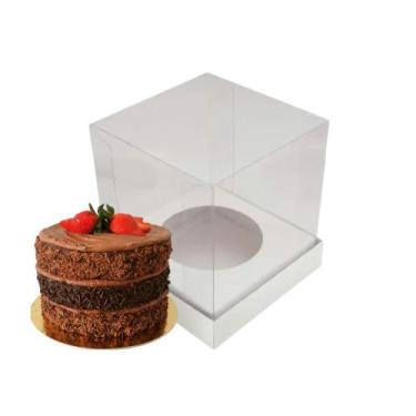 Imagem de 70 Caixas para Mini Bolo, com tampa acetato 15x15x15cm. - Gopack