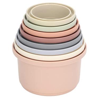Imagem de Empilhar copos, empilhar copos brinquedo de constru??o de beb¨º, aninhar copos de brinquedo, 8 pcs copos de empilhamento de beb¨º, aprender cores ricas cores empilhar brinquedos, design moderno div