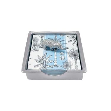 Imagem de Caixa de fraldas com assinatura de elefante | Prata | BRILANTE | PRESENTES | CAIXA DE NAPKIN E CONJUNTO DE PESO | ALUMÍNIO SANDCAST RECICLADO | FEITA À MÃO NO MÉXICO