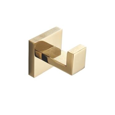 Imagem de Ferragens de banheiro polido dourado gancho para roupão de banho toalheiro barra prateleira suporte de papel de seda acessórios de banheiro modernos (suporte de papel único) (gancho de roupão)