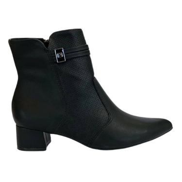 Imagem de Bota Piccadilly 739075 Feminino Preto cano baixo bico fino