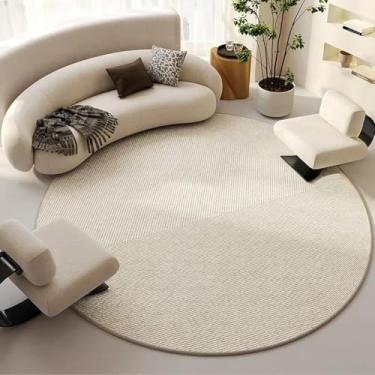 Imagem de Tapete redondo minimalista francês, tapete grande para sala de estar, cadeira de quarto luxuosa e leve (300x300 cm/pêlo em formato de laço)