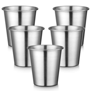 Imagem de Beasea Copos de aço inoxidável de 250 ml, pacote com 5 copos de aço inoxidável 304 de 260 ml, pequenos mini copos de metal empilháveis, inquebráveis, à prova de estilhaçamento, para casa, restaurante