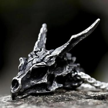 Imagem de Colar Masculino com Pingente de Caveira de Dragão Viking - Design Mode