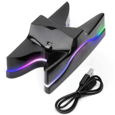Imagem de Kailisen Estação de carregamento de controle duplo PS4, suporte de carregador LED azul OVNI para controle PS4 Dualshock 4