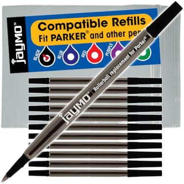 Imagem de Jaymo - Refil de caneta Parker Quink Rollerball compatível, 12 Black