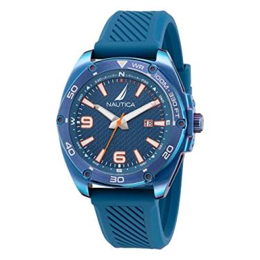 Imagem de Nautica Relógio masculino com pulseira de silicone azul Tin Can Bay (modelo: NAPTCF201), Azul
