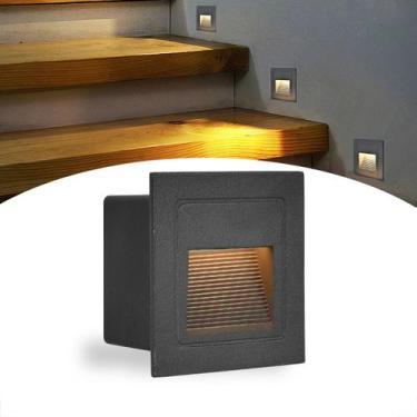 Imagem de Balizador Parede Embutir Externo Preto Quadrado Led Lup51 - Acende a L