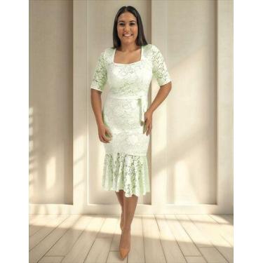 Imagem de Vestido Midi De Renda Floral Para Festa E Casamento Civil - Casual Dre