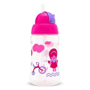 Imagem de Copo antivazamento lolly viva com canudo de silicone 330ml rosa