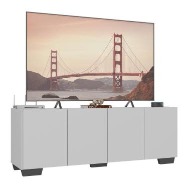 Imagem de Rack Para Tv Até 50 Polegadas Com 4 Portas Multimóveis Mp1072 Branco/preto Branco/preto