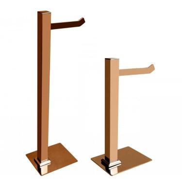 Imagem de Kit 1 Papeleira De Chão E 1 Porta Toalhas De Bancada Ducon Metais Rosé Gold