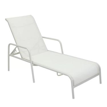 Imagem de Espreguiçadeira Modelo Sling Em Tela E Alumínio Branco