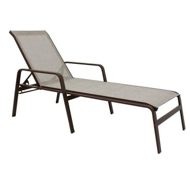 Imagem de Espreguiçadeira Para Piscina Reforçada Aluminio Tela Sling Marrom