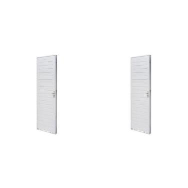 Imagem de Kit Com 2 Portas De Aço Lambri 215x83cm Batente 12cm Qualitysol Branco