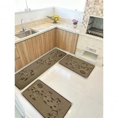 Imagem de Jogo Tapete Cozinha Kit 3 Peças Sisal Antiderrapante Ks-80