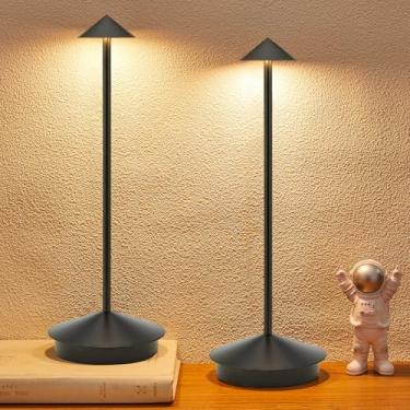 Imagem de XMINKDZA Luminária De Mesa Sem Fio Recarregável, Lâmpada Led Portátil Moderna, Pacote Com 2, Bateria 6000 Mah, Luz Para Jantar, Pátio, Quarto, Camping, Cafeteria, Restaurante, À Prova D'Água Ip54, R