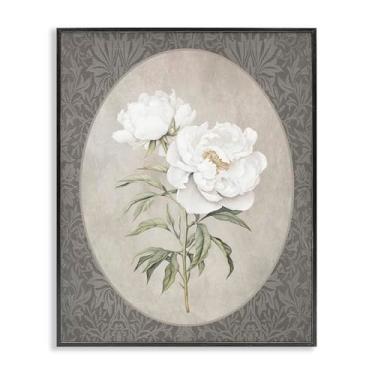 Imagem de Stupell Industries Duo de rosa branca em padrão oval preto emoldurado giclée design de arte por Lettered and Lined, 24 x 30