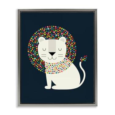 Imagem de Stupell Industries Leão com juba salpicada cinza moldura flutuante, arte de parede, design de Andy Westface, 64 x 79 cm