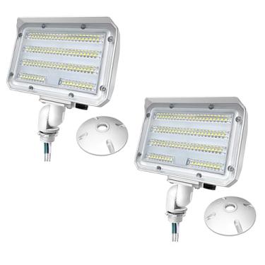 Imagem de SZGMJIA Holofote Led De 60 W Com Base Articulada, Luminária Segurança Para Áreas Externas, Luz Diurna Fotocélula Do Anoitecer Ao Amanhecer, Ac100-277 V, 7.800 Lm (Equivalente A 400 W), À Prova D'Águ