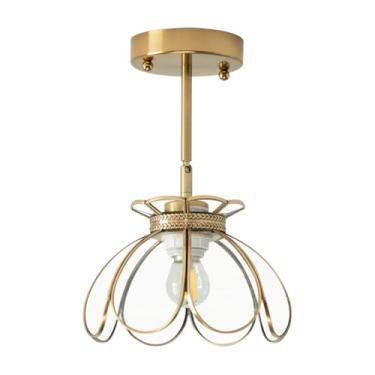 Imagem de Yifi Deco Arandelas De Parede Vidro E Latão, Luminária Teto Vintage Oriental Com Lótus, Abajur Floral Para Cozinha, Ilha, Sala Jantar, Quarto, Estar, Mini Suporte Esmeralda, 2 Vias