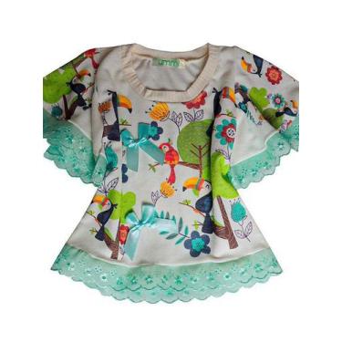 Imagem de Vestido Ummi Infantil amigos da floresta verde, 3 a 4 anos