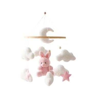 Imagem de Móbile De Berço De Madeira Para Bebê, Urso De Desenho Animado Em Feltr