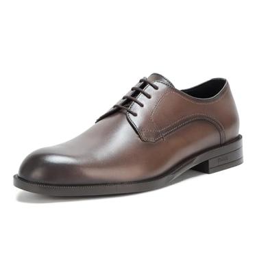Imagem de BOSS Sapato social masculino Oxford Derby de couro macio Tayil, Cinza-acinzentado, 39