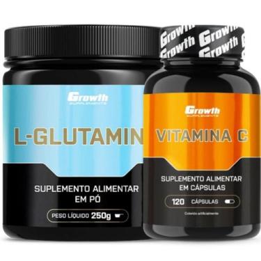 Imagem de Glutamina Pura 250g + Vitamina C 120 Caps Growth Supplements