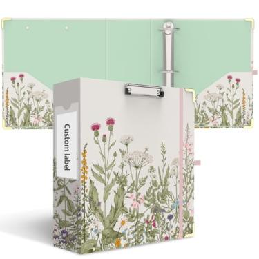 Imagem de Fichário com 3 argolas, 7,6 cm, linda prancheta decorativa de baixo perfil com armazenamento, fichários redondos de 7,5 cm para papel tamanho carta, organizador de fichário durável para material de
