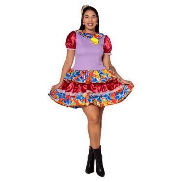 Imagem de Vestido Festa Junina Rodado Caipira Adulto Sapeca