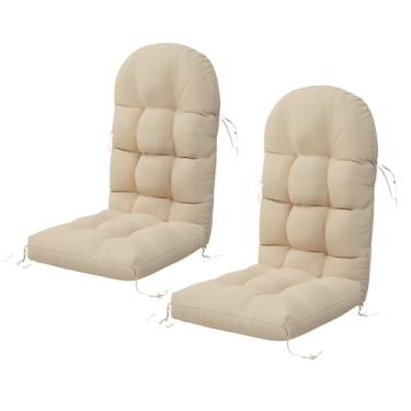 Imagem de Sannwsg Adirondack Conjunto de 2 almofadas para cadeira de balanço, almofadas de pátio com encosto alto, almofadas espessas resistentes ao clima com 6 laços, antiderrapante, desbotamento e à prova