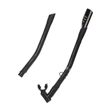 Imagem de KiBcsLic Snorkel seco para mergulho, snorkel para natação, tubo respiratório prático e estendido, comprimento ajustável para mergulho com subaquático, nadador, Preto