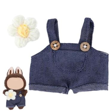 Imagem de lasuroa Conjunto de Macacão Boneca com Flor, Macacão Boneca da Moda Roupa Macia e Macia para Bonecas Pelúcia de 15cm e 17cm
