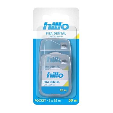 Imagem de Hillo Fita Dental de Bolso, 2 Unidades de 25 Metros, Portátil e Prática para o Dia a Dia, com Maior Largura e Mais Superfície de Contato