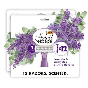 Imagem de BIC Soleil Escape Lâminas descartáveis femininas com 4 lâminas para uma experiência sensorial e um barbear confortável, pacote de lâminas de barbear perfumadas de lavanda e eucalipto