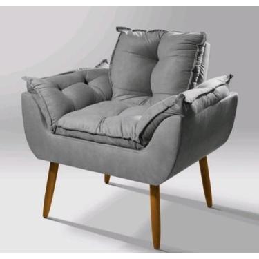 Imagem de Poltrona Decorativa para Sala de Estar Opala - Leo Decor, Cinza