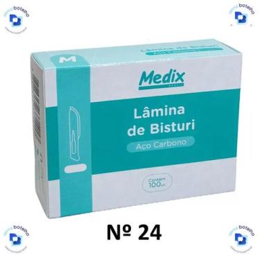 Imagem de Lâmina de Bisturi de Aço Carbono Estéril Nº 24 C/100 Unds - Medix
