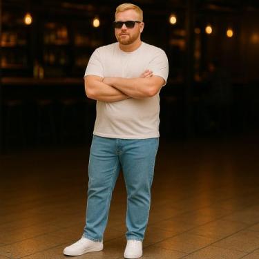 Imagem de Calça Jeans Masculina Plus Size Grande Tamanho 44 46 48 Básica Reforça